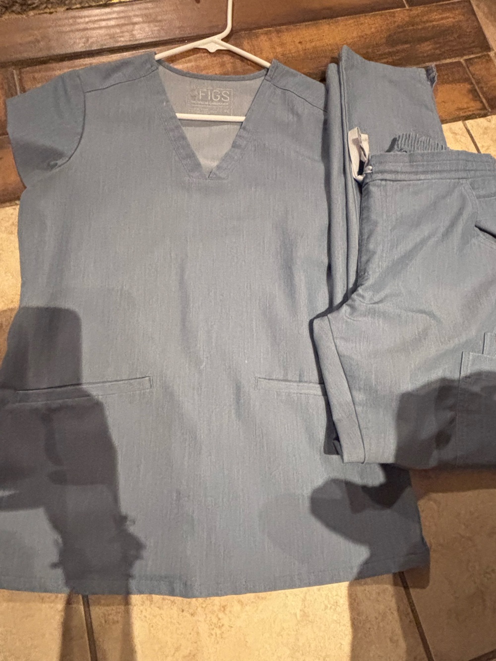 Figs Women's Light Blue Scrub Top and Pants Set